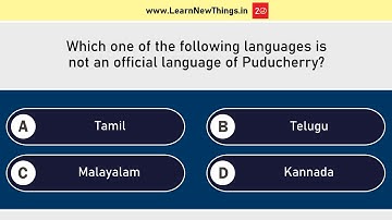 Puducherry Quiz - Part 1 | 20 Questions | Union Territories of India Quiz