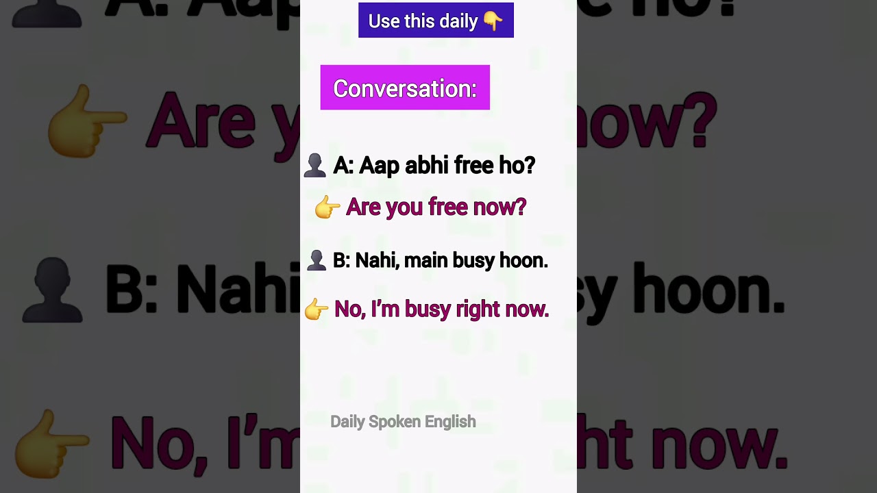 Spoken English Shorts | Daily Use Conversation | Hindi to English 