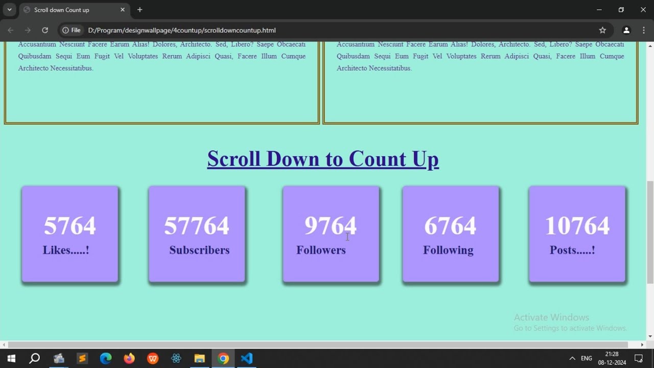 Scroll down to Count up create using Html Css Javascript #design # ...