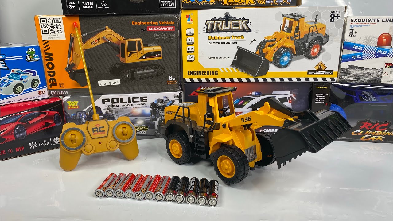 Unboxing Rc Bulldozer Truck, Rc Excavator, Excavator Yellow