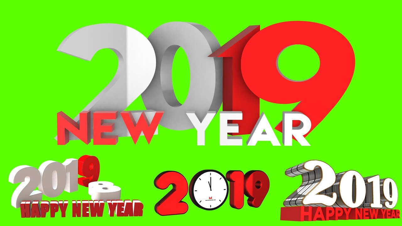 Happy New Year Green Screen 3D Animation | 2019 - YouTube