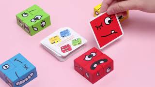Board Game Wooden Puzzle Wooden Blocks Cartoon Face Transformable Creative Parent-Child Interaction screenshot 2