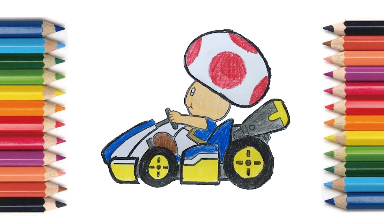 Coloring Mario Kart Kinopio 塗り絵 マリオカート キノピオ 画画 马里奥赛车 奇诺比奥 Coloring 554 Youtube