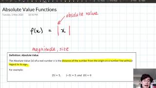 Year 11 Adv - Absolute Value Functions - Introduction to Absolute Values (1/5)