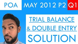 PoA - May 2012 P2 Q1 - Trial Balance | Corrected Trial Balance | Double Entry | T-accounts
