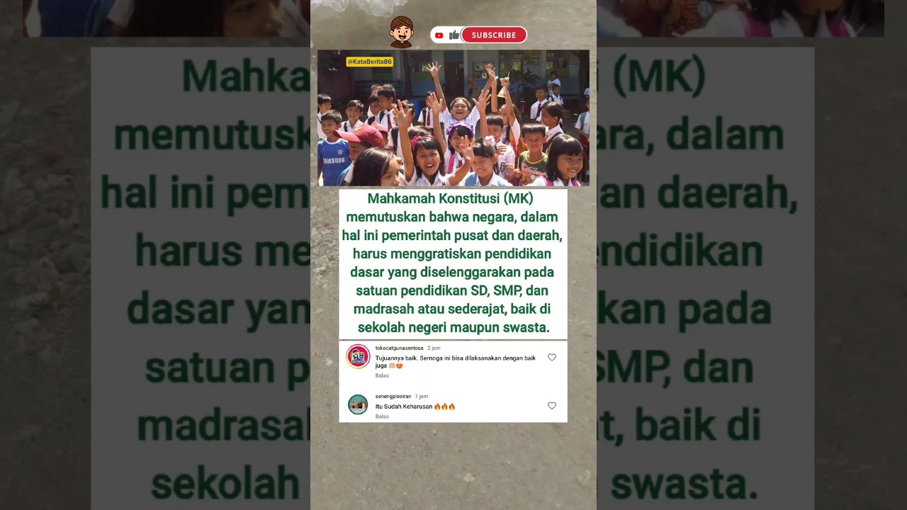 Tok!! Pendidikan SD, SMP sederajat gratis 