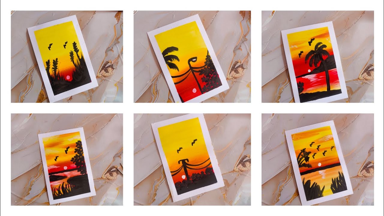 Sunset Landscape Gouache Painting | Easy Step by Step for Beginners