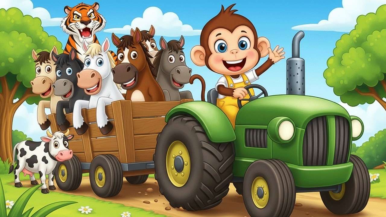 Monkey Funny Fixes Tractor and Plows Beet Field - Farm Work | MonKey Cartoon 🐒