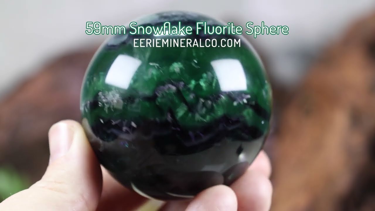 59mm Snowflake "Feather" Fluorite Sphere