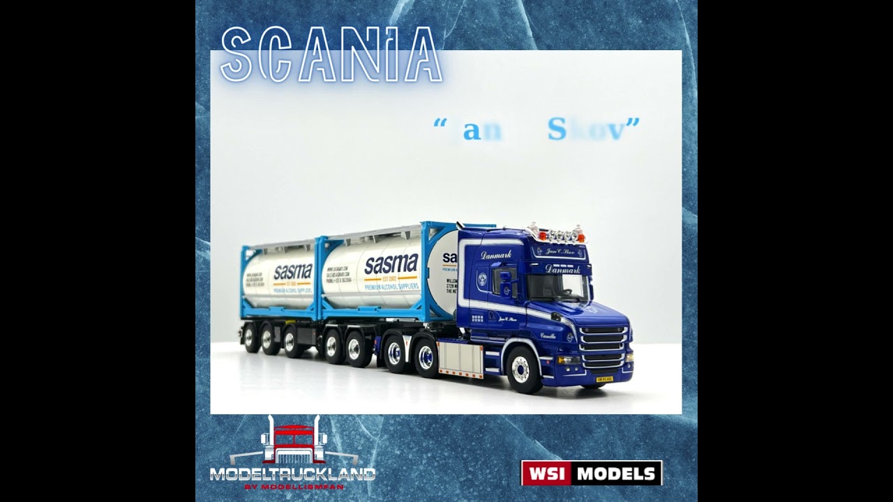 Scania torpedo+trailer with 2x20ft Sasma tank containers “Skov”,WSI Truck Models 