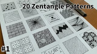20 Zentangle Patterns Tutorial Step By Step 20 Doodle Patterns