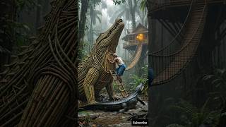 Hidden Bamboo Palace in the Deep Jungle EP 2 | Amazing Bamboo Craft &amp; Survival Skills #house #shorts