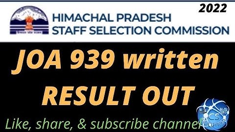 HPSSC JOA IT 939 WRITTEN SCREENING TEST RESULT OUT || COMPLETE DISCUSSION