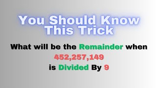 Can you find the Remainder without Performing Actual Division |Competitive Exam Math Problem
