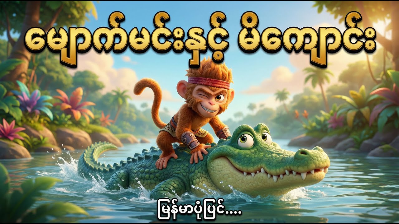 မျောက်ကလေးက မိကျောင်းကြီးကို ဘယ်လို လှည့်စားလိုက်သလဲ?🐒🐒🐒 "မျောက်မင်းနှင့် မိကျောင်း ပုံပြင်"