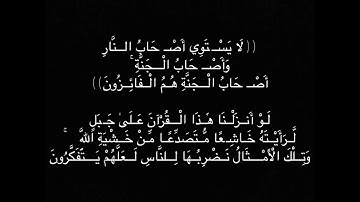 لَا يَسْتَوِي أَصْحَابُ النَّارِ وَأَصْحَابُ الْجَنَّةِ|| القارئ: حمزة بوديب || انعزل عن العالم🎧💙