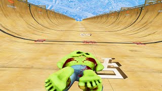 GTA 5 SPIDERMAN HULK IRON MAN And Woody from Toy Story Mega Ramp Jumps/Falls Ragdoll (GTA5 Ragdolls)