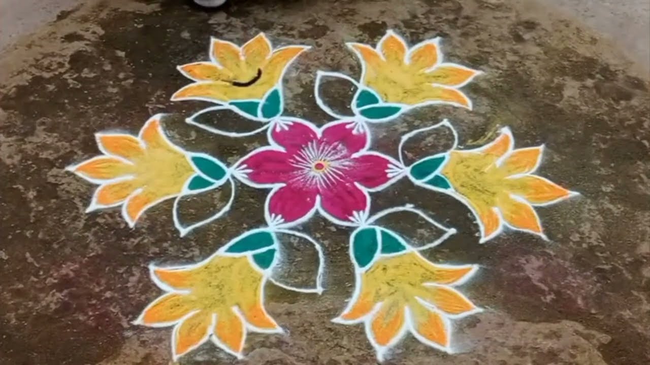 Simple & Beautiful Rangoli kolam 