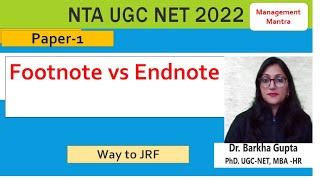 Footnotes vs Endnotes // Research Aptitude // Dr. Barkha Gupta// NTA UGC NET