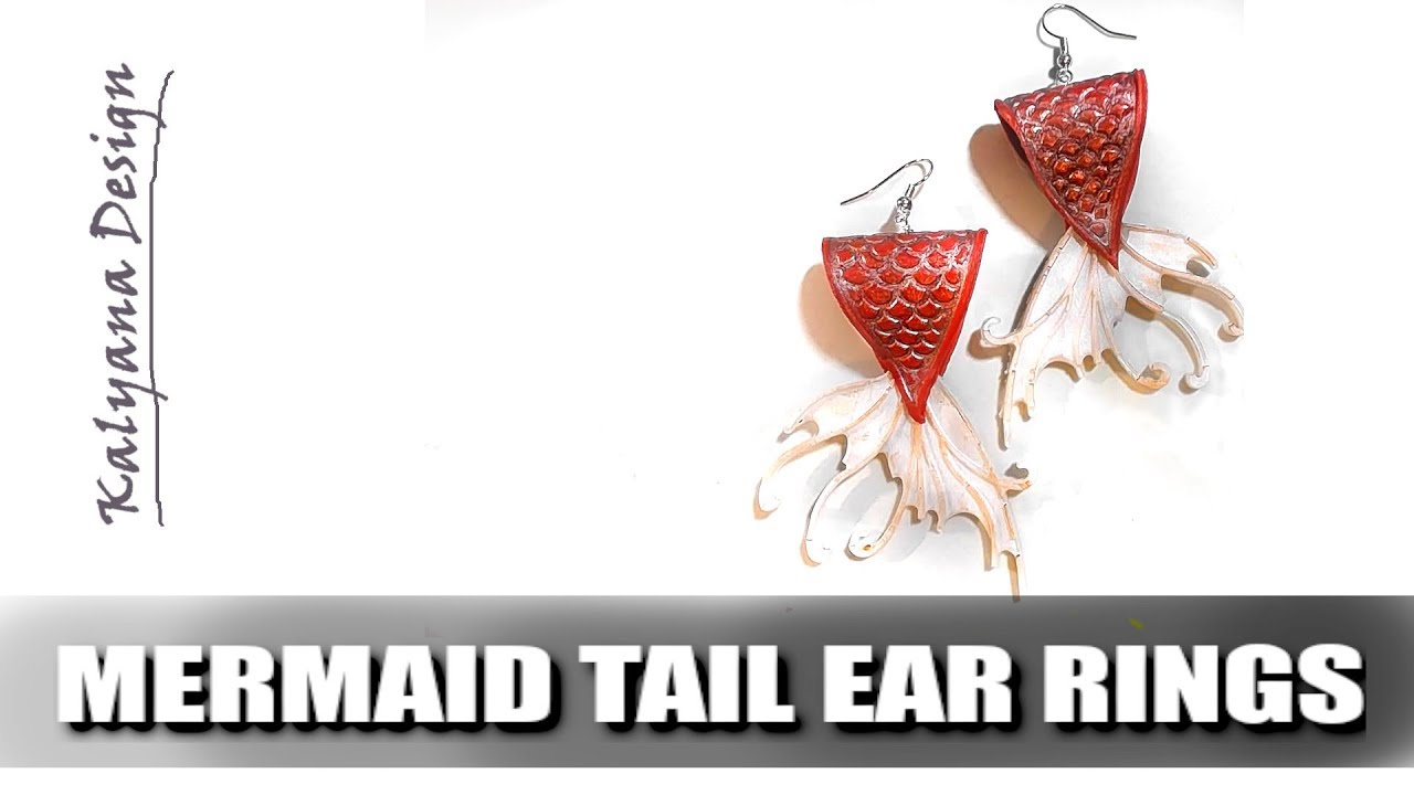 Mermaid tail ear rings using Fimo Leather Effects - polymer clay tutorial