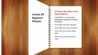 English Language, Level 1, Lesson 24, Beginner Phrases (دروس تعلم اللغة الانجليزية بسهولة )