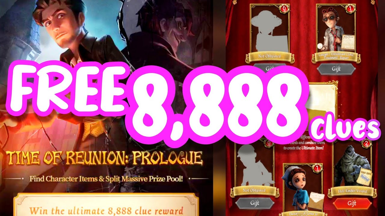 FREE 8,888 CLUES REWARDS Identity V 第五人格 YouTube