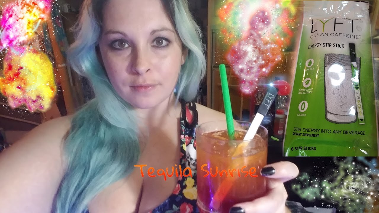 Tequila Sunrise Cocktail using a LYFT clean caffeine stick Product Review: It's 5 o'clock Somewhere