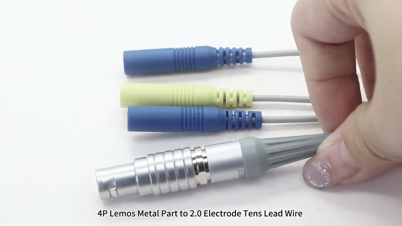 4-Pin Metal LEMO Male  to 2.0 mm Electrode Leads with Sheath — 1 to 3 Medical Cable