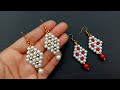 Simple & Easy Diamond Beaded Earrings//Pearl Earrings//Jewelry Making// Useful & Easy