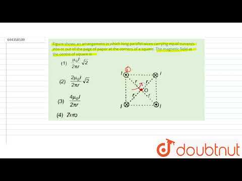 Figure shows an arrangement in which long parallel wires carrying equal currents into or out of ...
