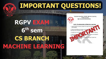 Important Questions BTech Machine Learning (CS) 6th Sem #rgpv #cs #btechupdate #importantquestions