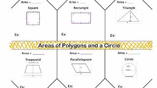 Area of Polygons and a Circle - FOLDABLE