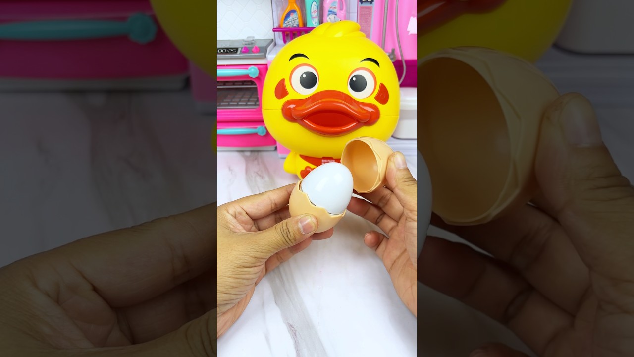 Yellow Duck Eating Egg Set Toys, Satisfying With Unboxing Miniature ASMR Video