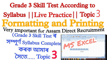 Formatting and Printing of MS Excel || Grade 3 Skill Test || Topic 2 || practice for Grade 3 Skill