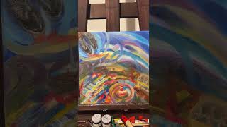 Carousel Whirl – Paris Christmas Ride  Dizzy Lights  oil artwork 30×30cm Colorful Noël market art