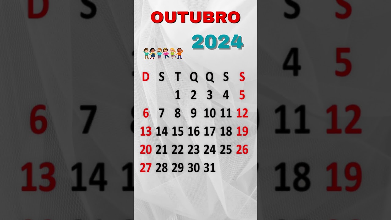 CALENDÁRIO DE OUTUBRO DE 2024 #shorts #shortsyoutube #shortsvídeo  #calendários #calendar - YouTube, image size:1280x720