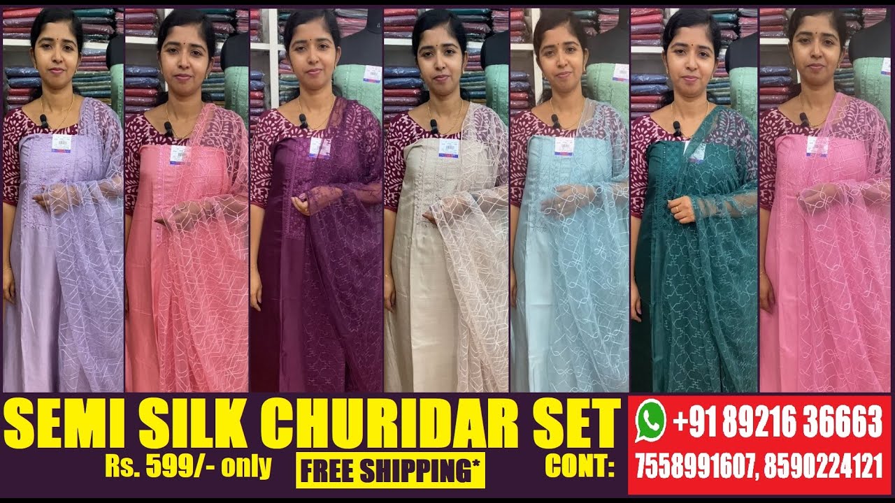 Budget Friendly Semi Silk Churidar Set Daily Wear Churidar Materials