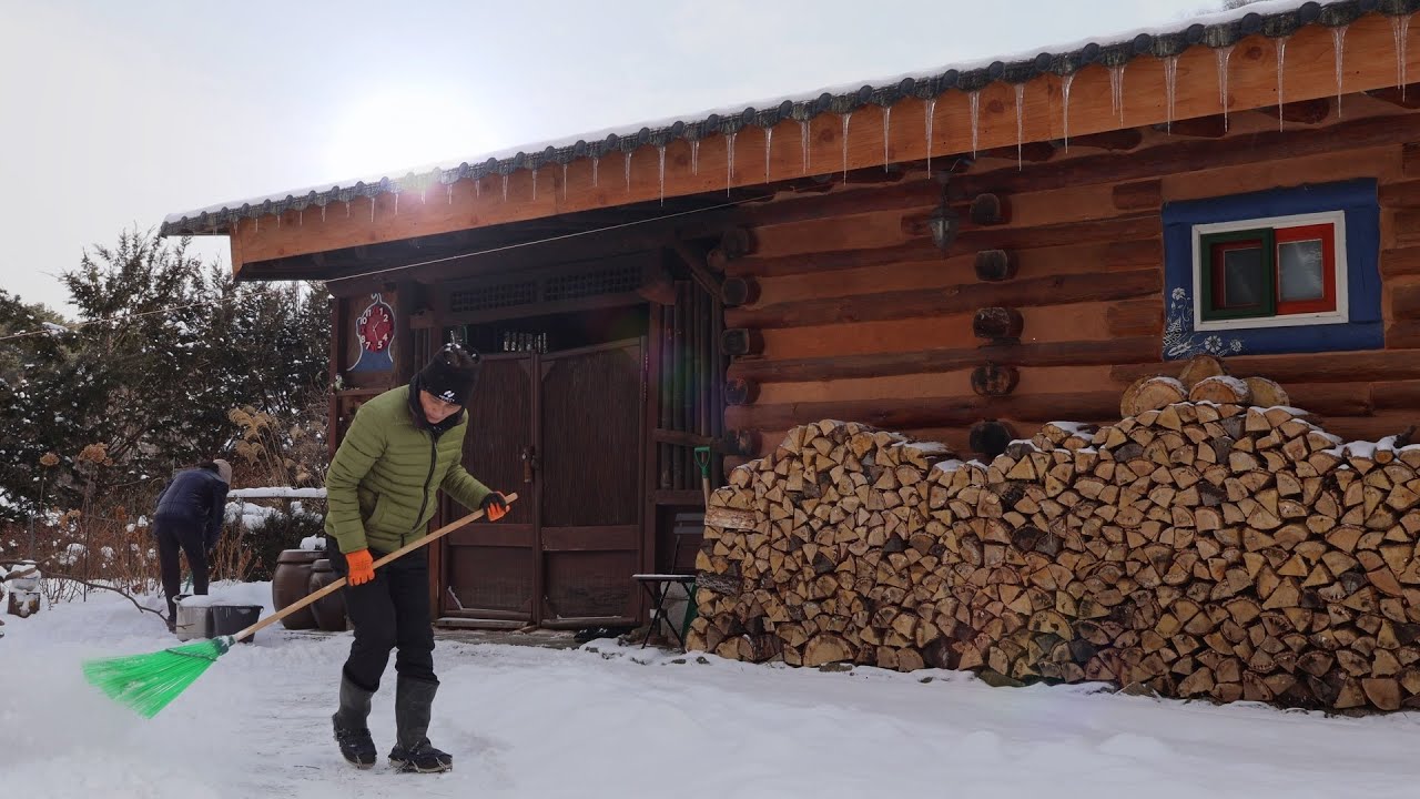 Корейский загородный дом, где уже несколько дней идет снег / Температура резко падает~ Волна холода!