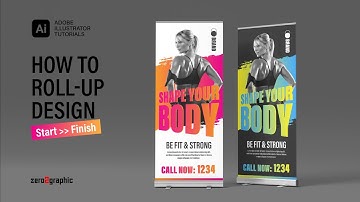 How to Roll Up Banner Design in Adobe Illustrator CC 2022 | Graphic Design Tutorials