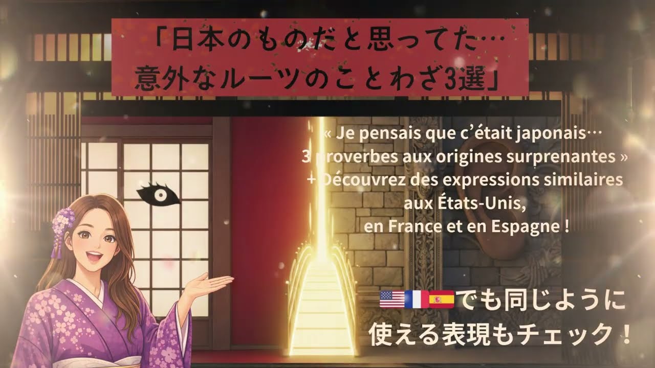 日本のものだと思ってた…意外なルーツのことわざ3選🇺🇸🇫🇷🇪🇸でも使える表現チェック！3 Proverbs with Surprising Origins Subtitles:🇯🇵 🇺🇸 🇫🇷 🇪🇸