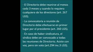 Funcionamiento del Directorio de una Sociedad Anónima. Ley General de Sociedades LGS
