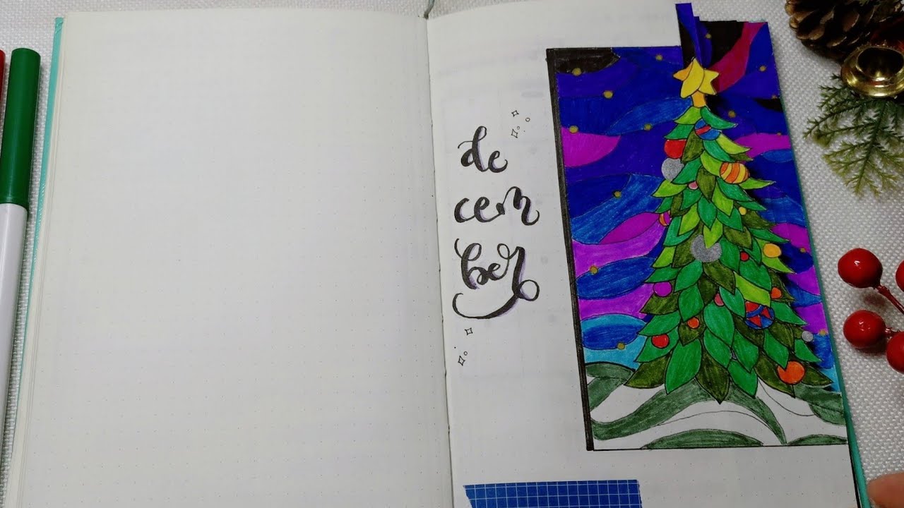 December 2022 Bullet Journal Christmas stained glass theme