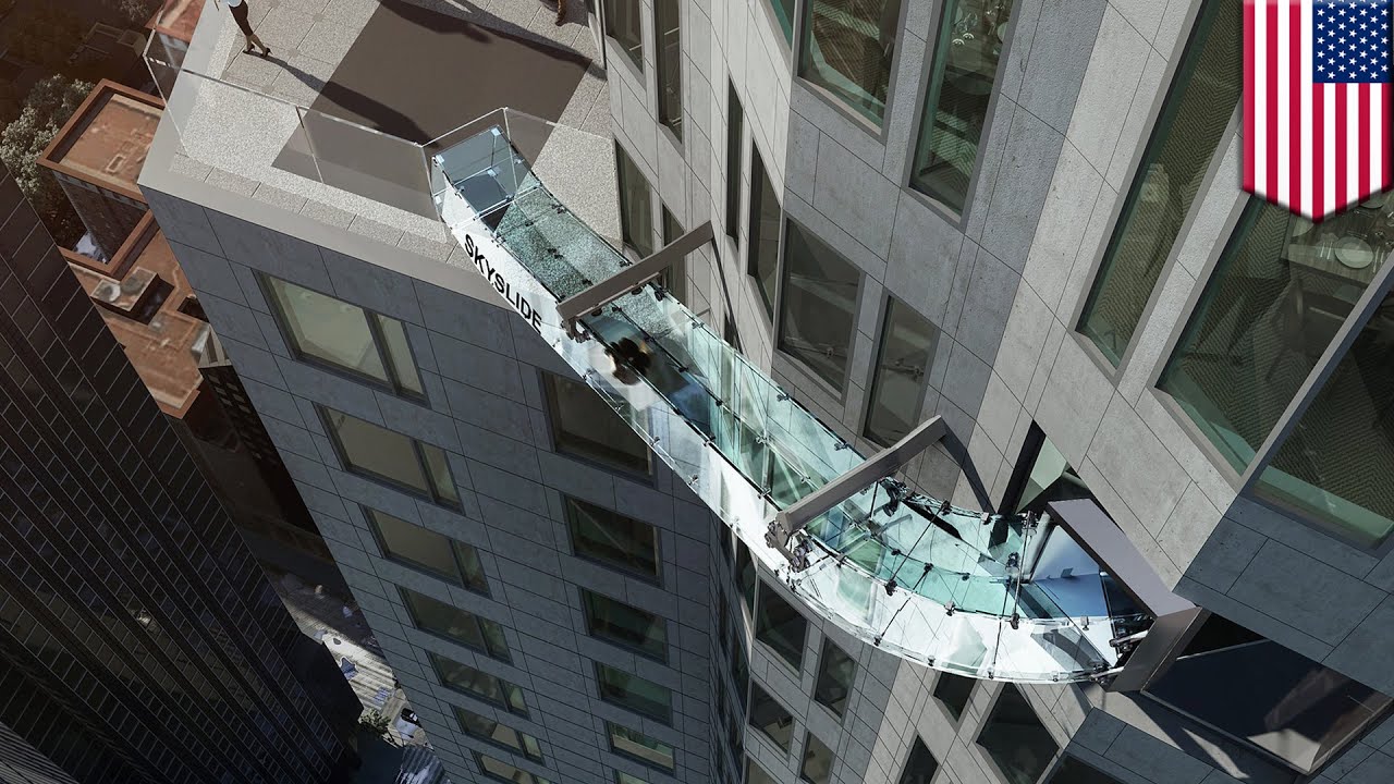 Skyslide Un toboggan de verre à 300 m d'altitude est ouvert au public à LA YouTube