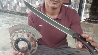 tutorial full membuat golok keren dari disk cakram GL 100 lengkap gagang dan sarung#forging