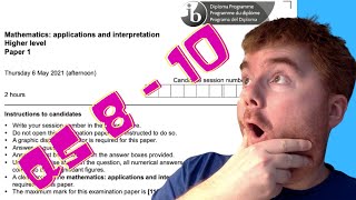 IB HL AI Paper 1 Maths May 2021 TZ1 Qs 8 to 10