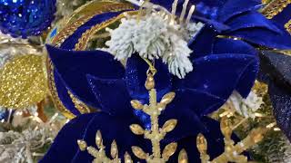 Royal Blue and Gold Jeweled Luxury Wired Ribbon