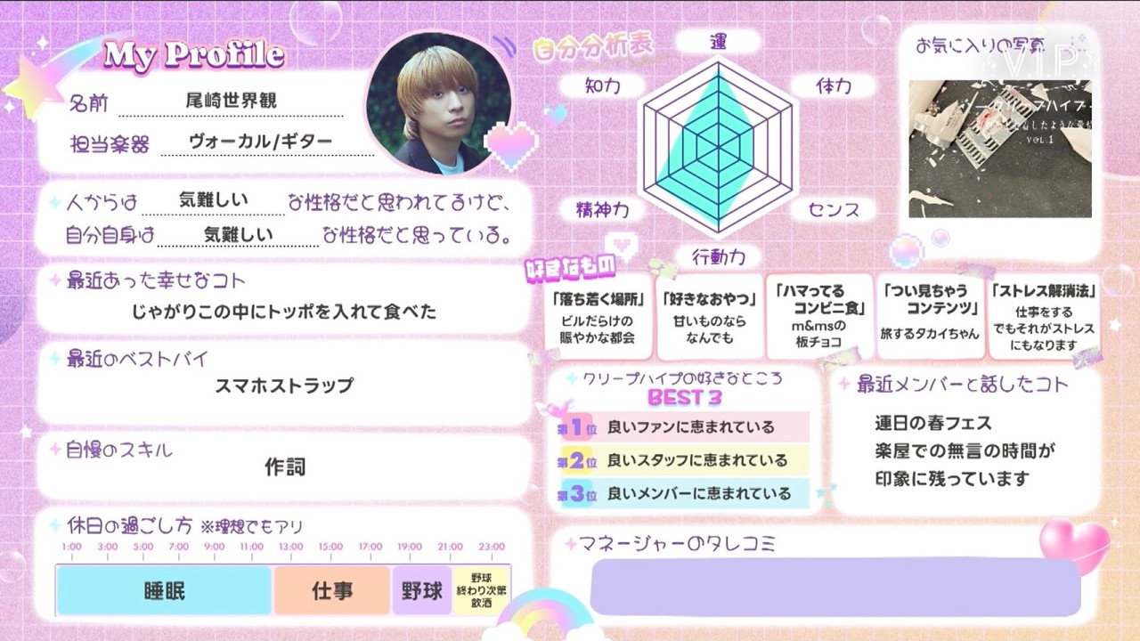 くり坊＊プロフィール一読お願いします＊ページ 尾崎世界観ver. 「仮じゃヤダ！クリープハイプのプロフィールを完成
