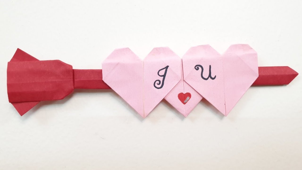 Origami heart paper rose flower easy paper craft activity with