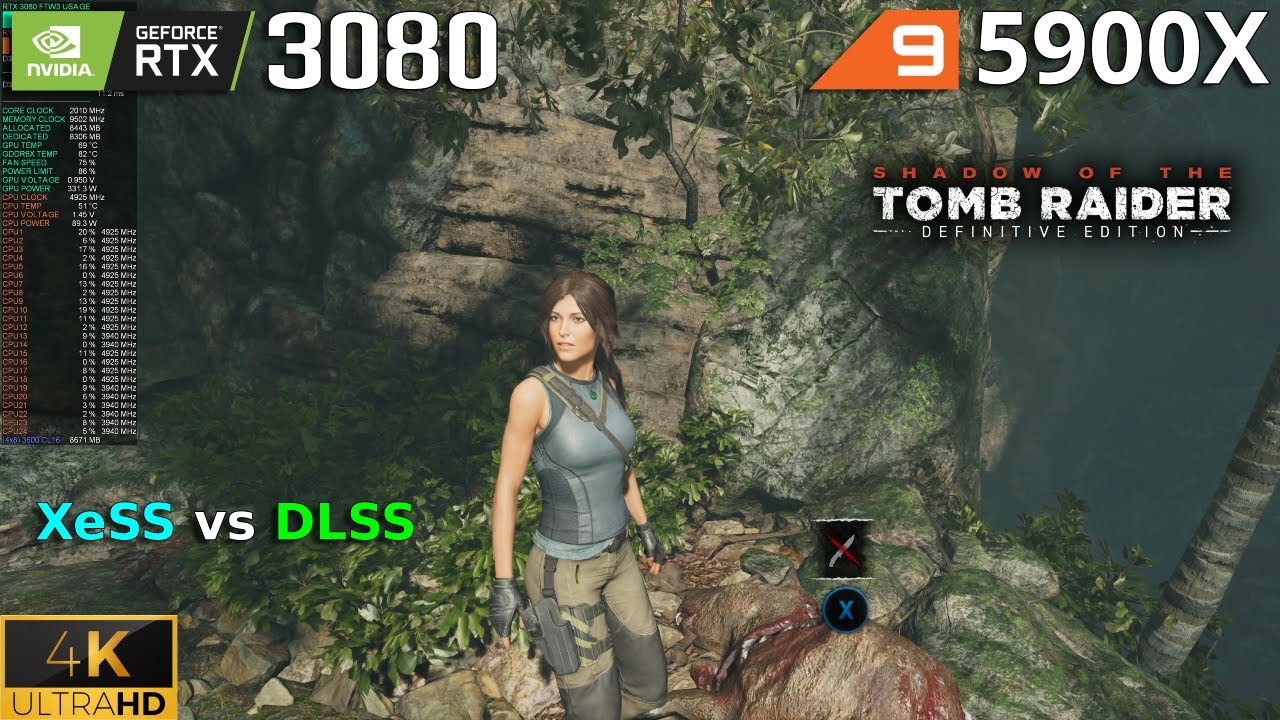 Shadow Of The Tomb Raider | XeSS vs DLSS 4K | RTX 3080 10GB | Ryzen 9 5900X