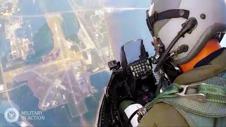 COCKPIT VIEW F16 Fighter Jet in Action - Beautiful Plane Takeoff and Landing